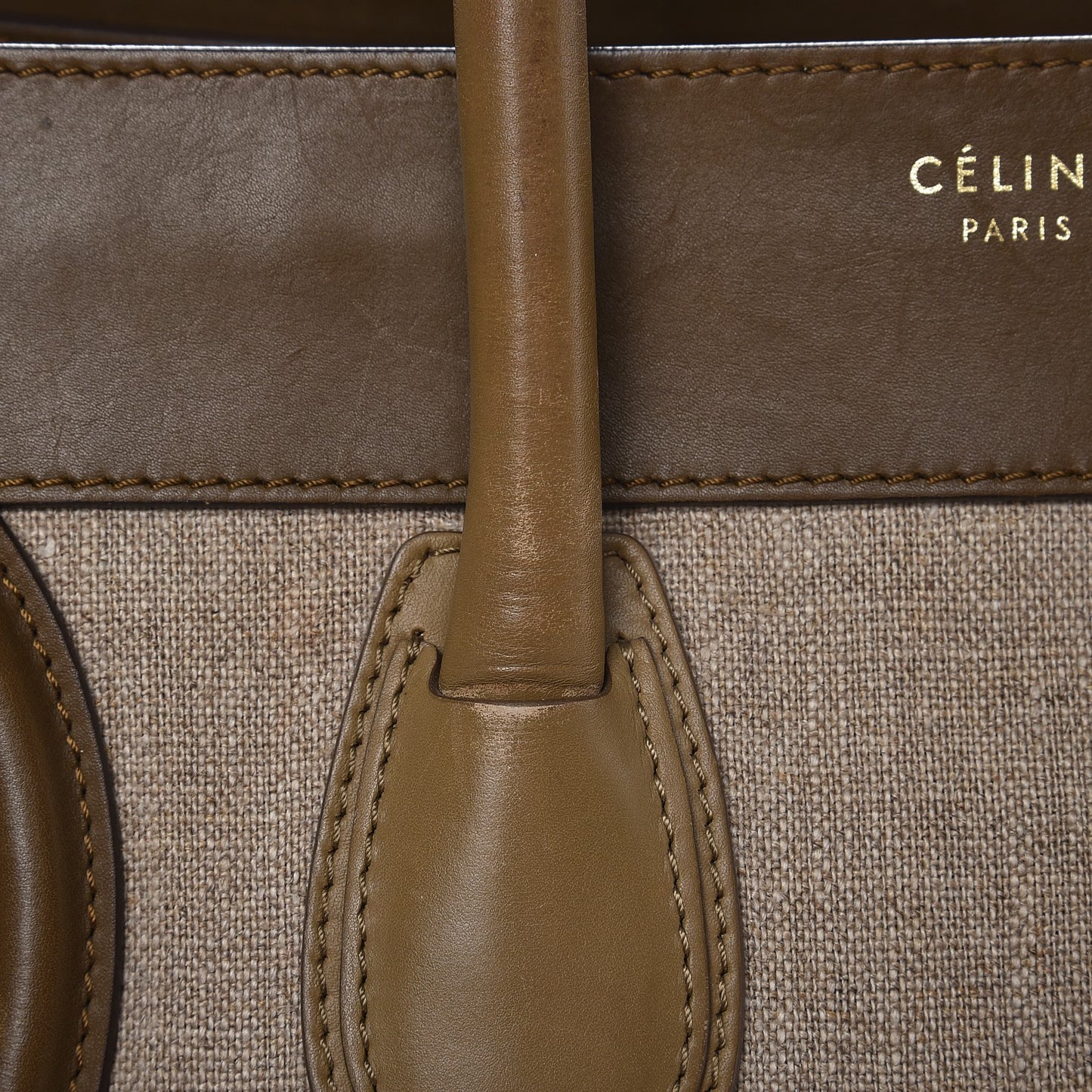 Calfskin Linen Mini Tri-Color Luggage Khaki