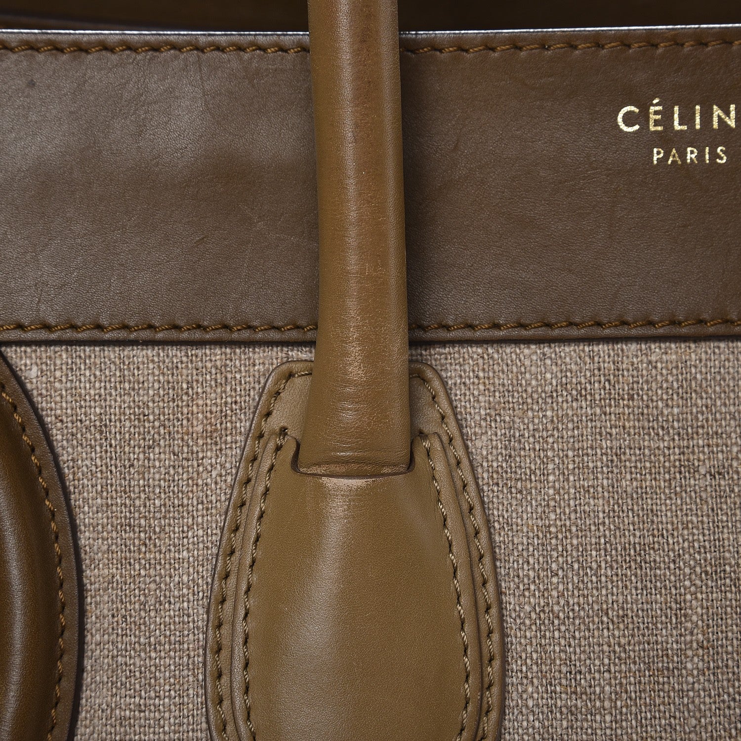 Celine Calfskin Linen Mini Tri-Color Luggage Khaki 18 of 22
