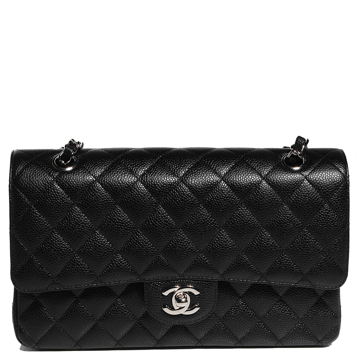 Caviar Quilted Medium Double Flap Black
