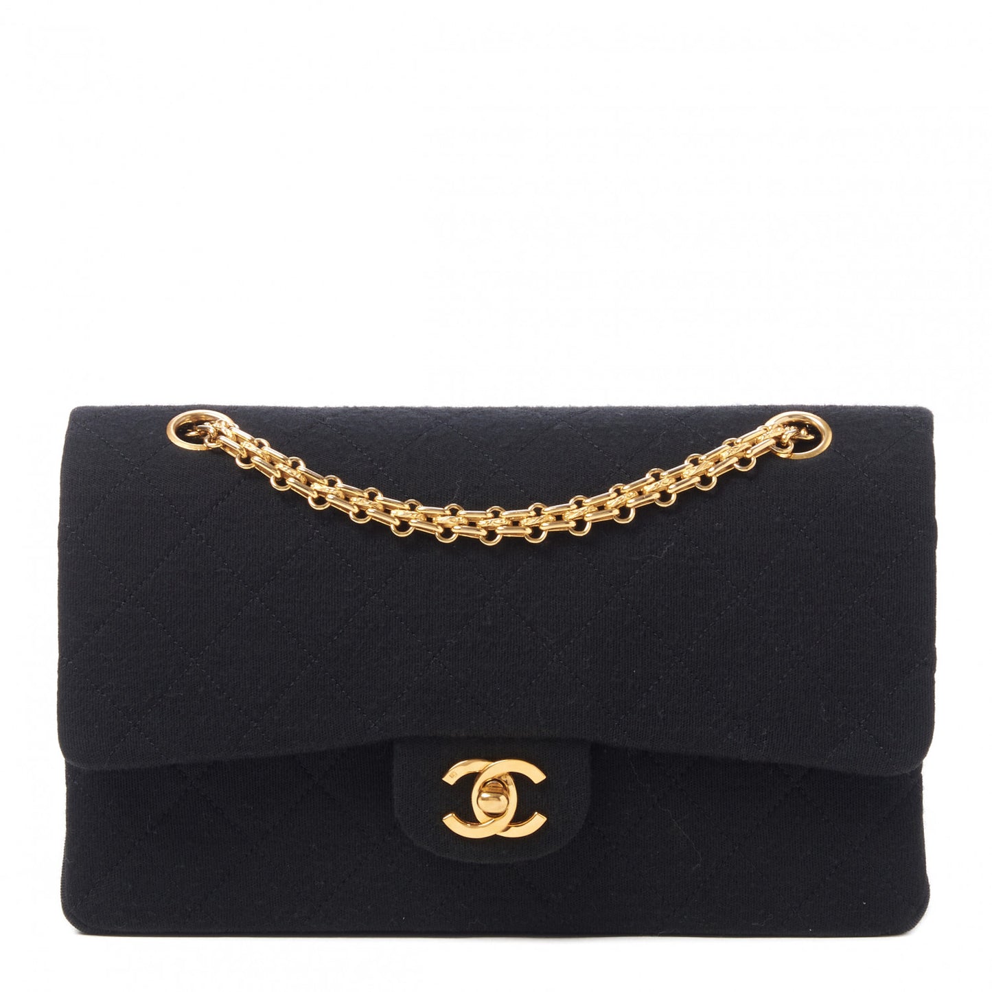 Jersey Quilted Medium Double Flap Black