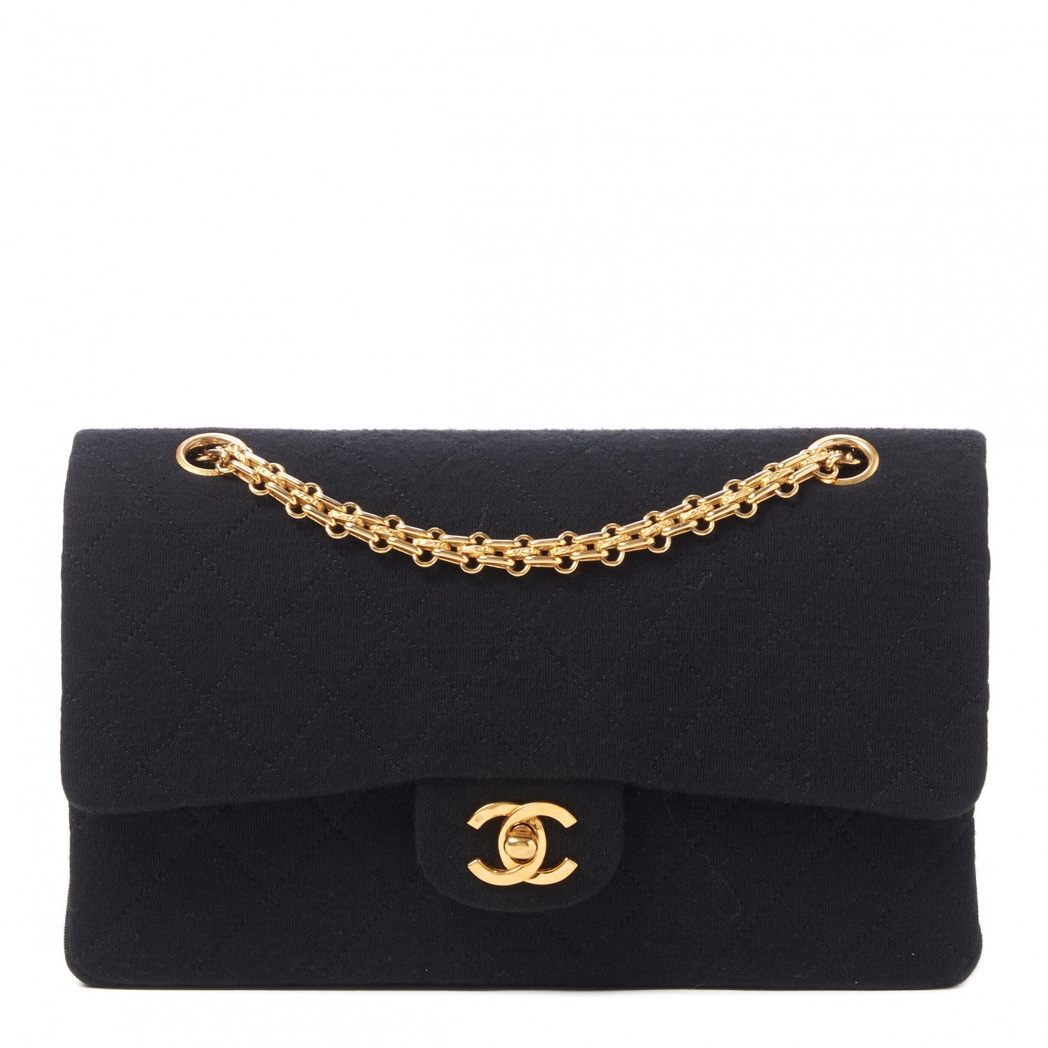 Chanel Jersey Quilted Medium Double Flap Black 1 of 9