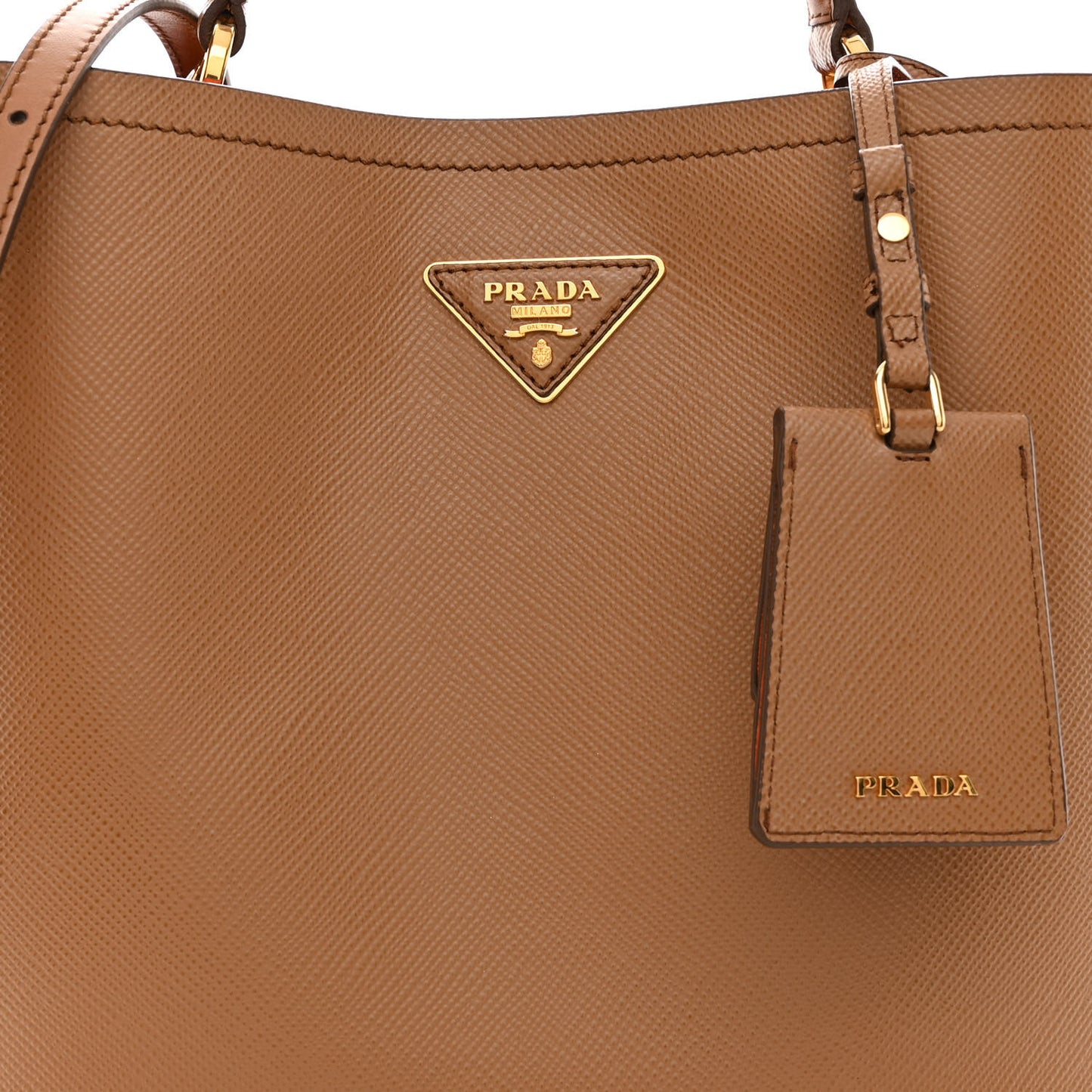 Saffiano Cuir Medium Panier Bucket Bag Caramel Papaya