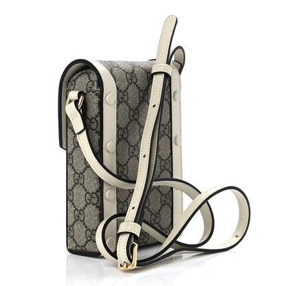 Gucci GG Supreme Monogram Azalea Calfskin Mini Horsebit 1955 Crossbody Bag Beige Ebony Mystic White 3 of 11