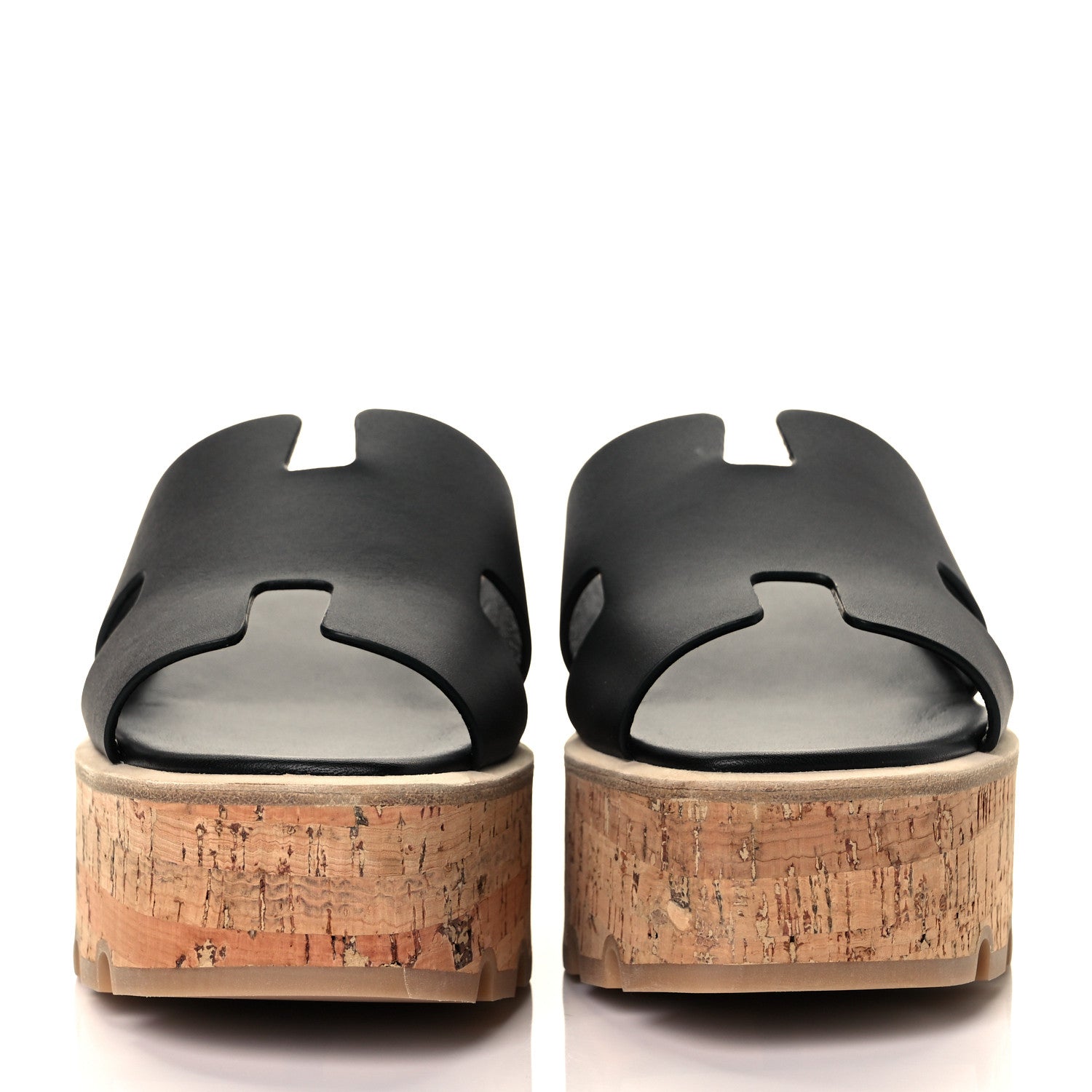 Hermes Calfskin Cork Eze 30 Sandals 37 Black 2 of 9