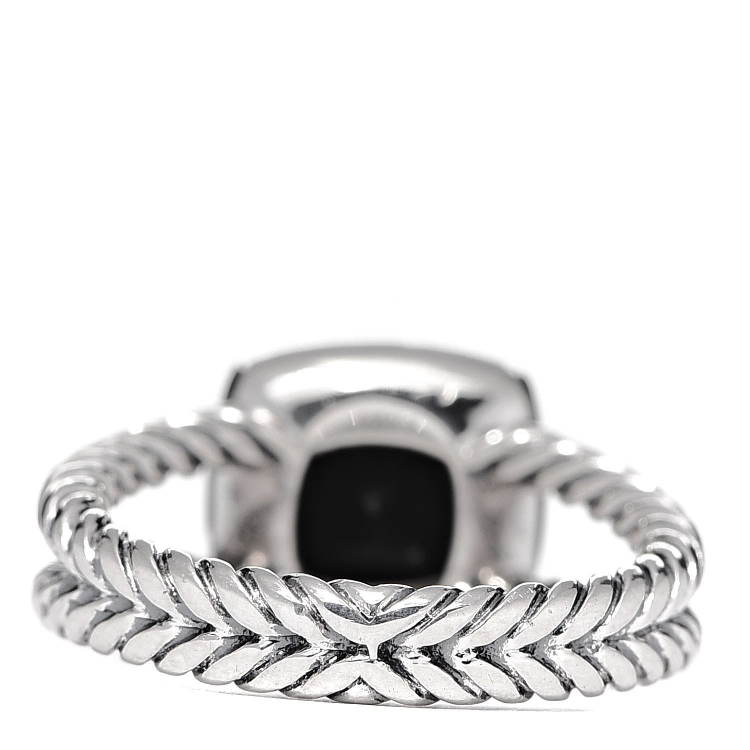 David Yurman Sterling Silver Diamond Black Onyx 7mm Petite Albion Ring 54 7 4 of 5