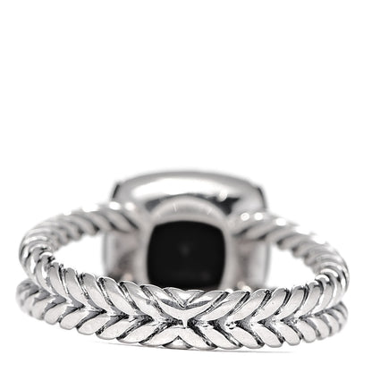David Yurman Sterling Silver Diamond Black Onyx 7mm Petite Albion Ring 54 7 4 of 5