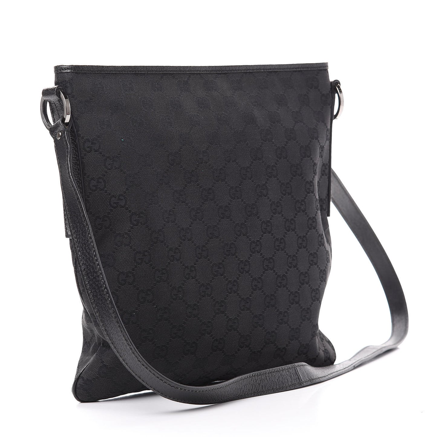 GG Supreme Monogram Medium Flat Messenger Bag Black Grey