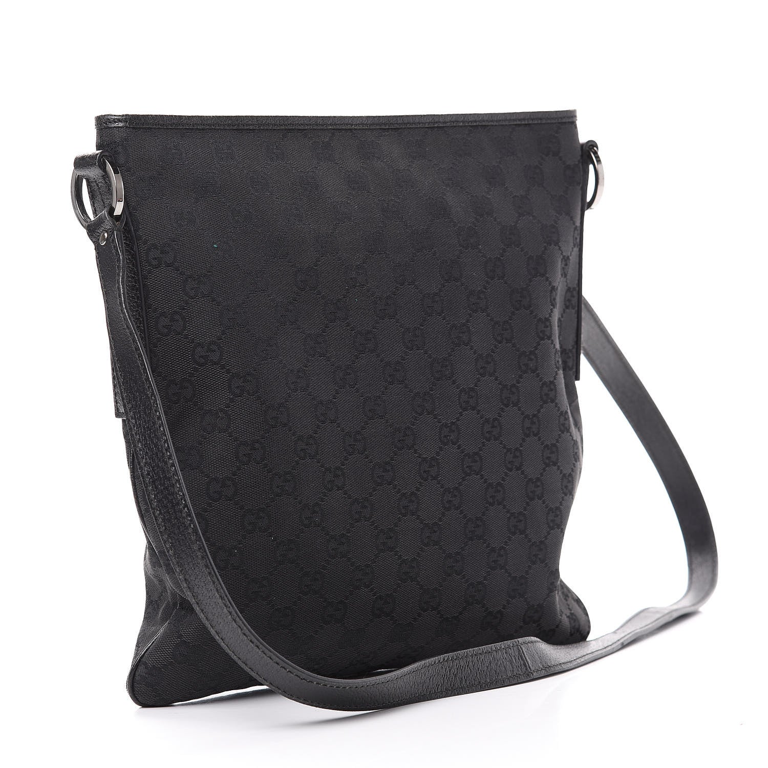 Gucci GG Supreme Monogram Medium Flat Messenger Bag Black Grey 2 of 11
