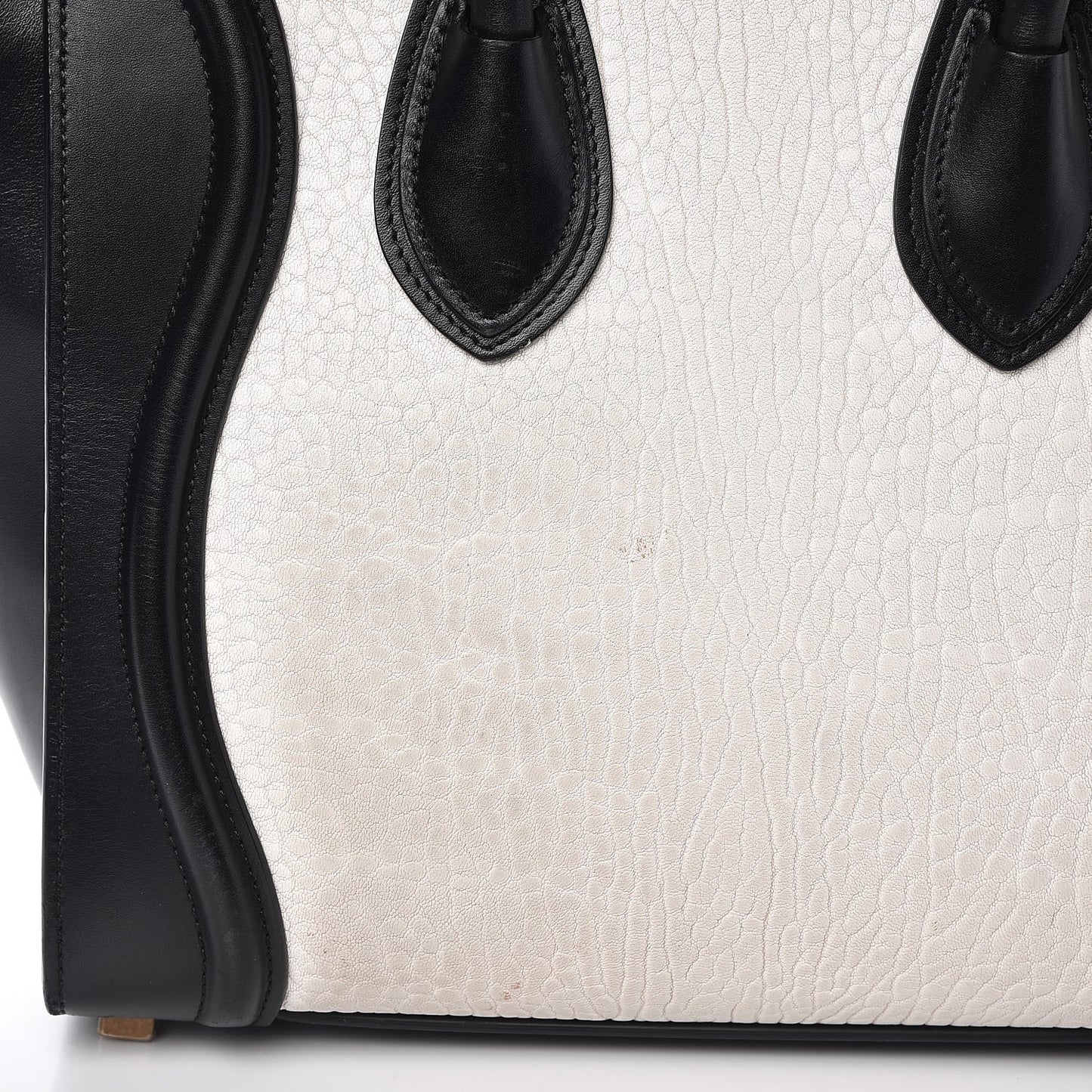 Shrunken Lambskin Micro Bi-Color Luggage Black White