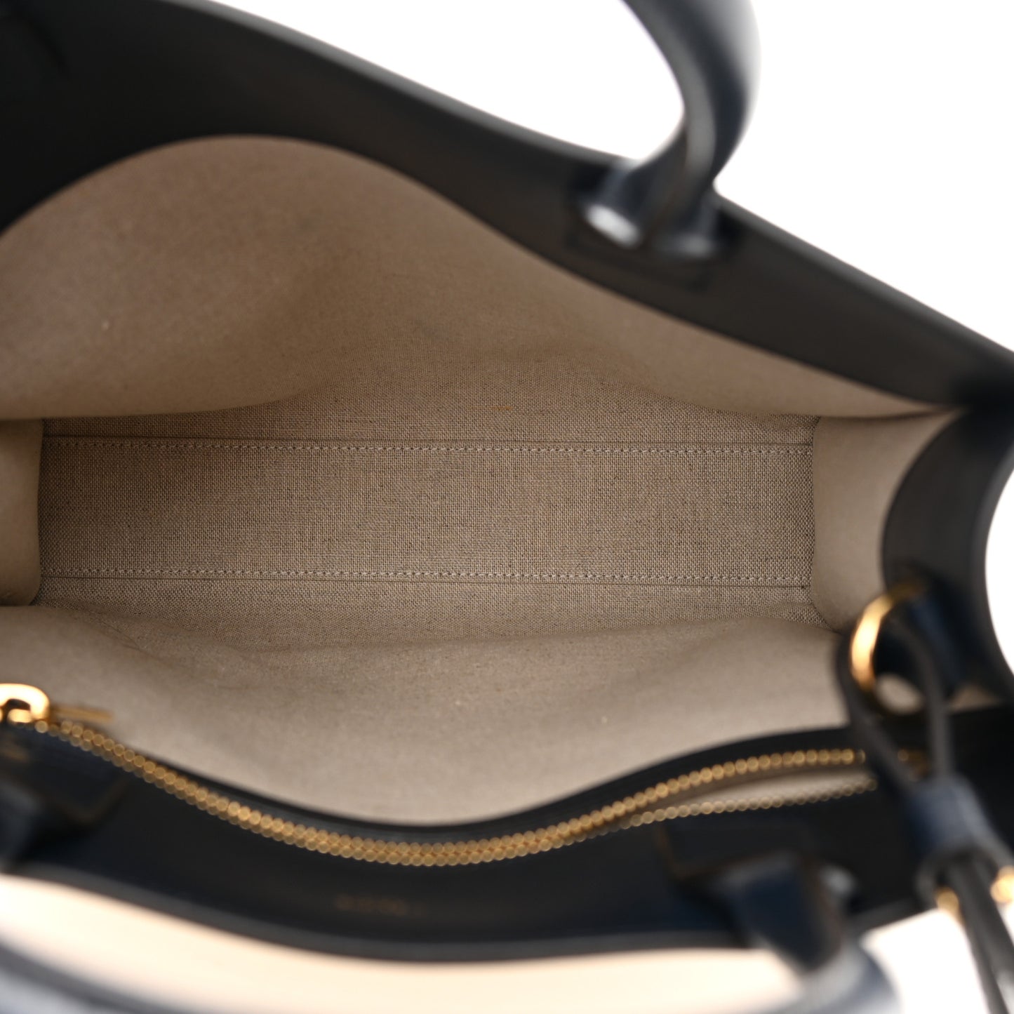 Canvas Calfskin Small Vertical Cabas Vanilla Navy