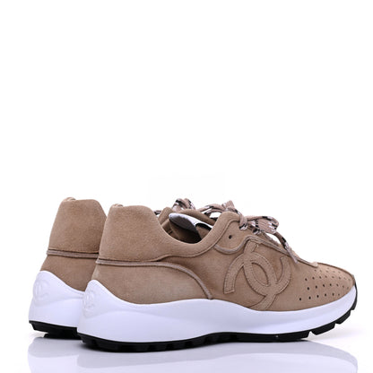 Chanel Suede Goatskin CC Sneakers 39 Dark Beige 4 of 9