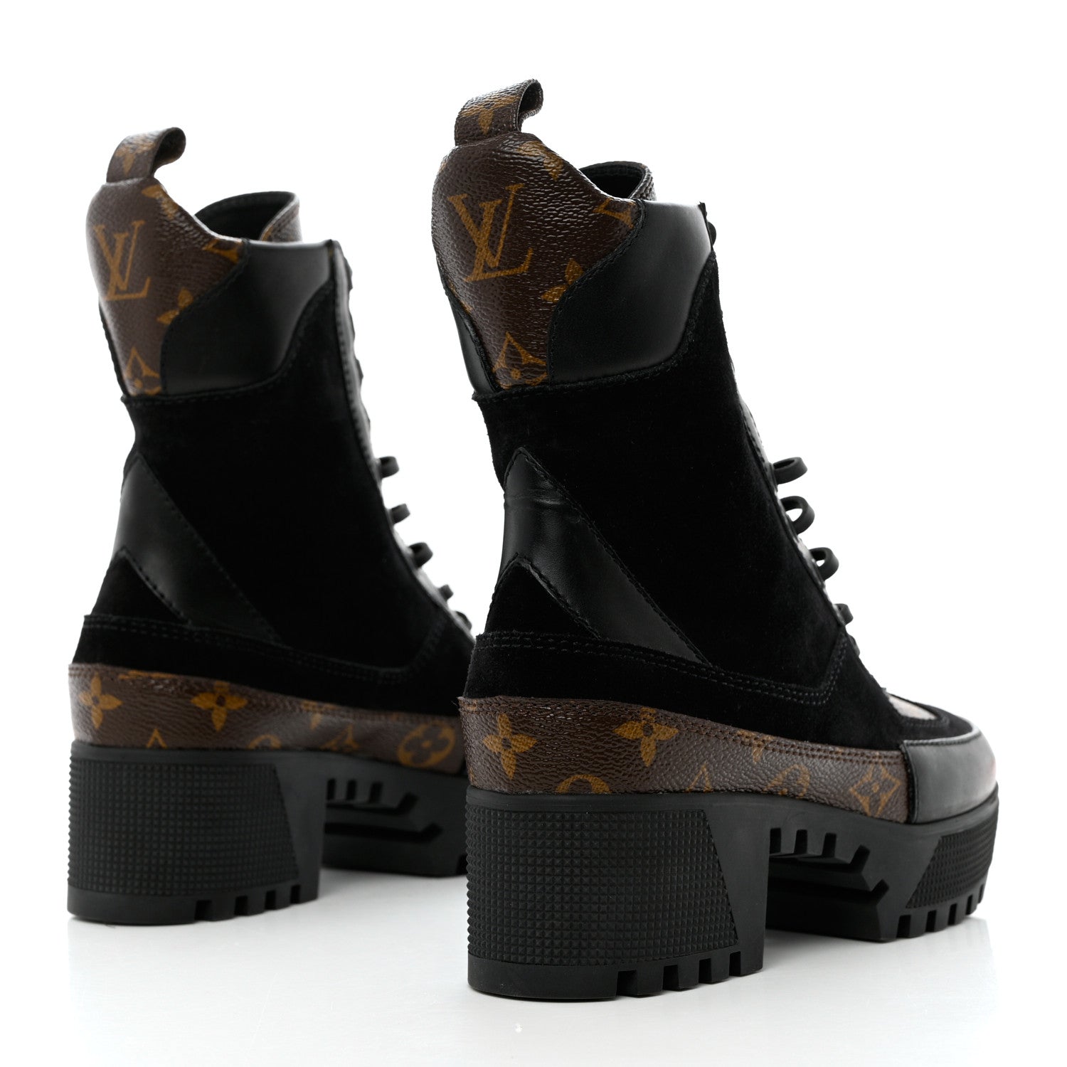 Louis Vuitton Suede Calfskin Monogram Laureate Platform Desert Boots 36 Black 4 of 9