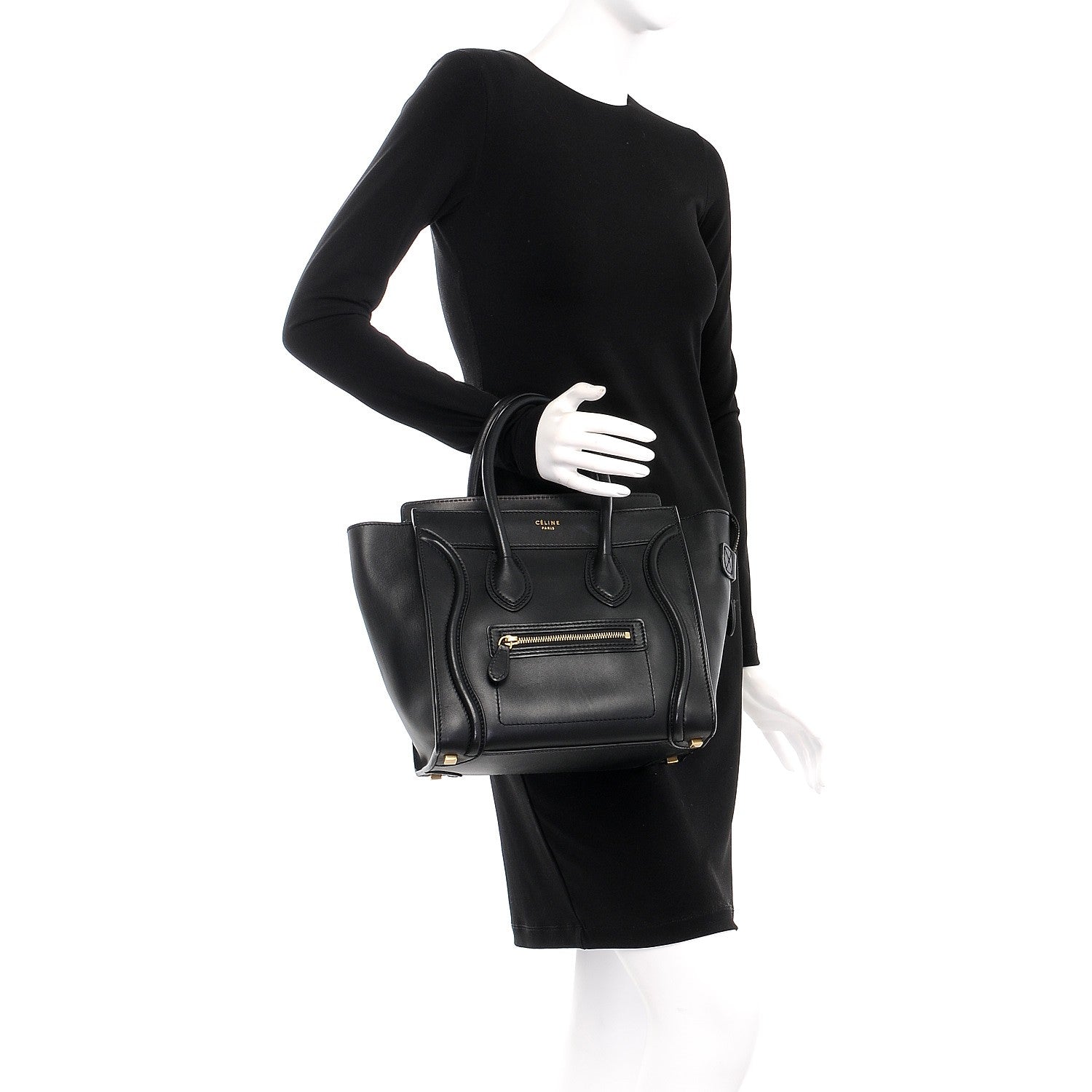 Celine Smooth Calfskin Micro Luggage Black 2 of 9