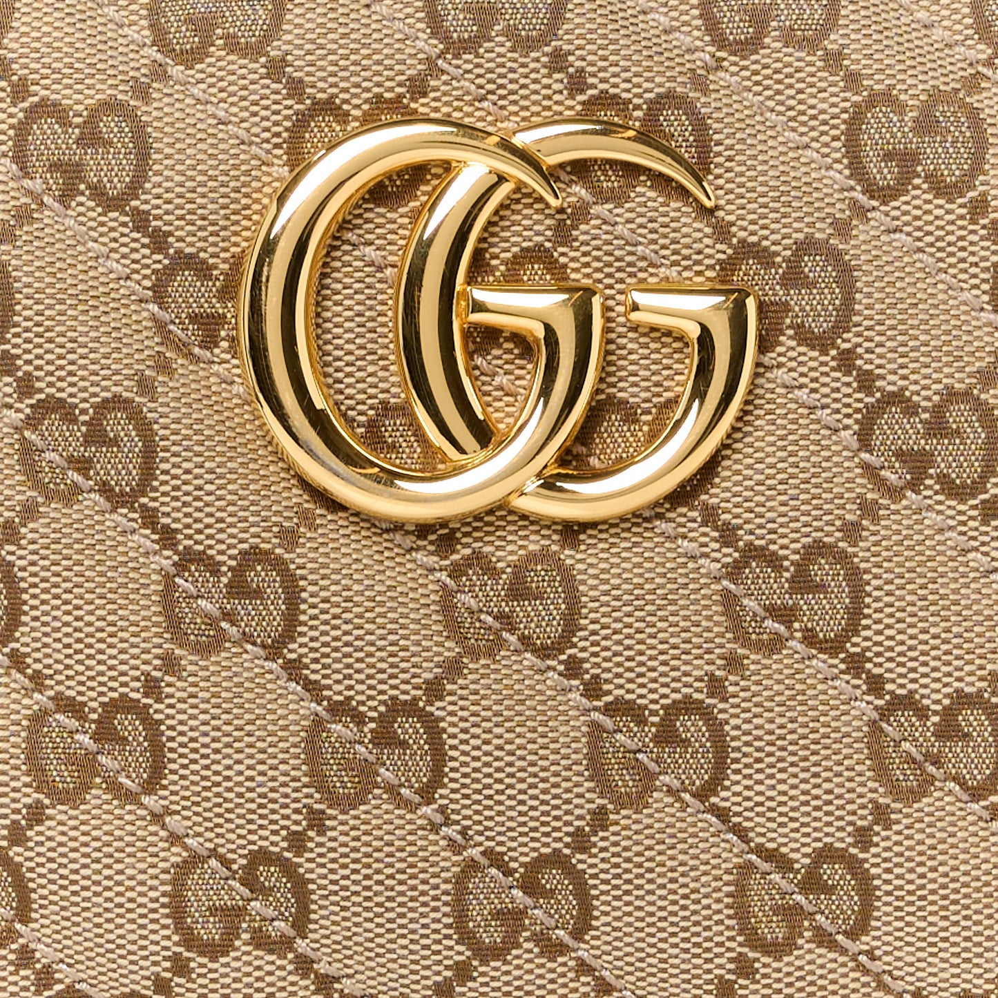 Monogram Matelasse Diagonal Small GG Marmont Chain Shoulder Bag Beige Black