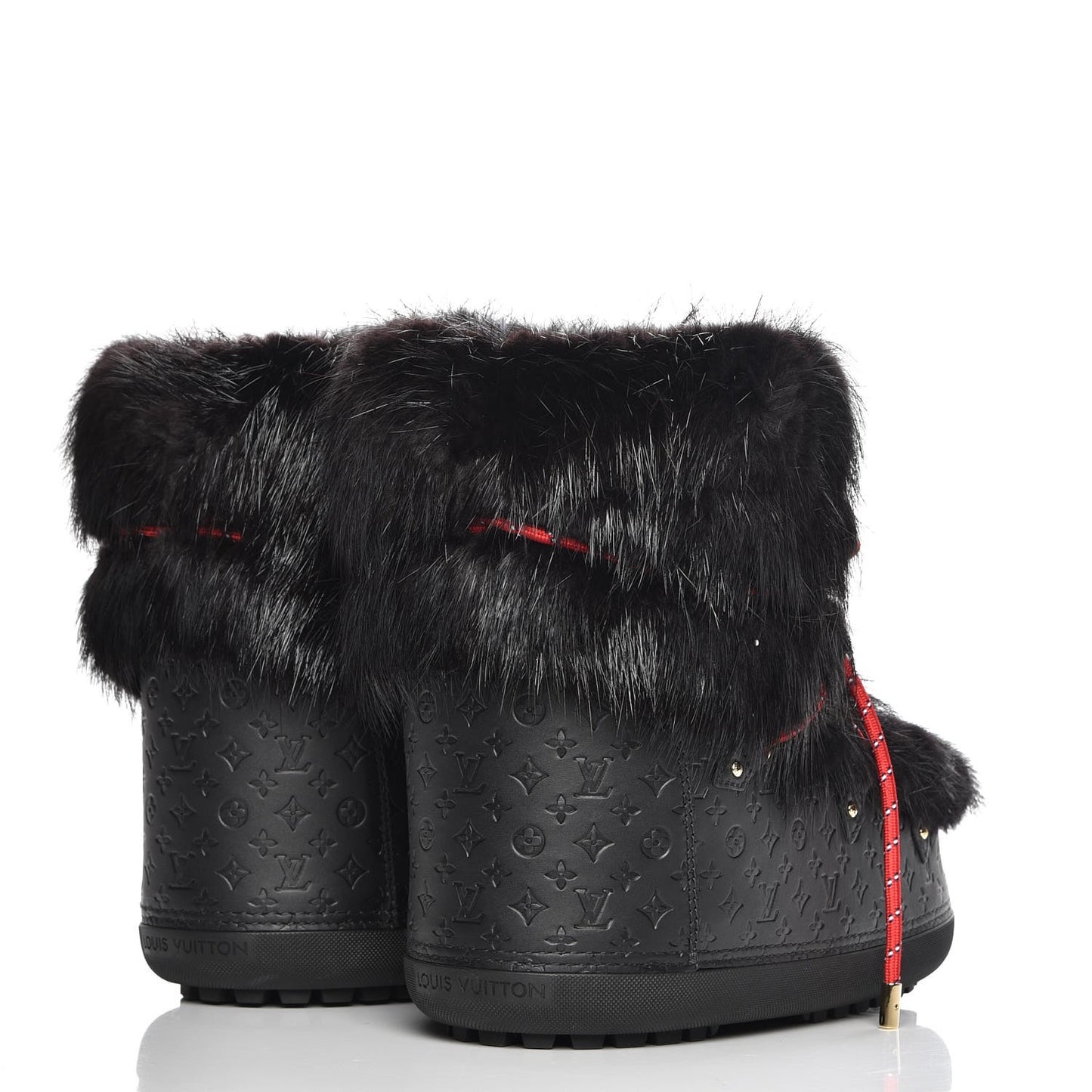 Beaver Calfskin Monogram Off Piste Flat Half Boots 38 Black