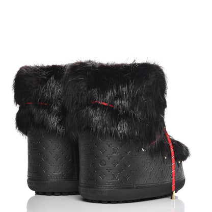 Louis Vuitton Beaver Calfskin Monogram Off Piste Flat Half Boots 38 Black 4 of 8