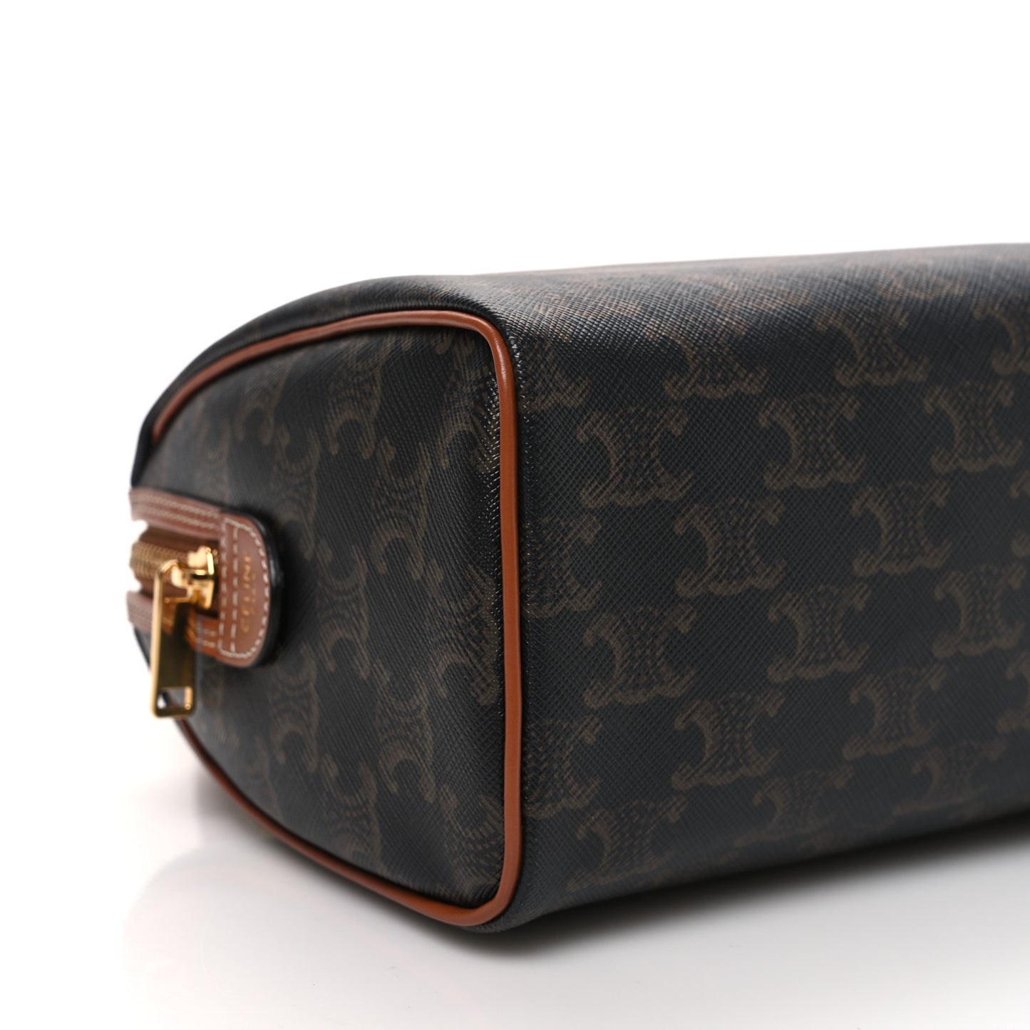 Triomphe Canvas Calfskin Small Boston Bag Tan