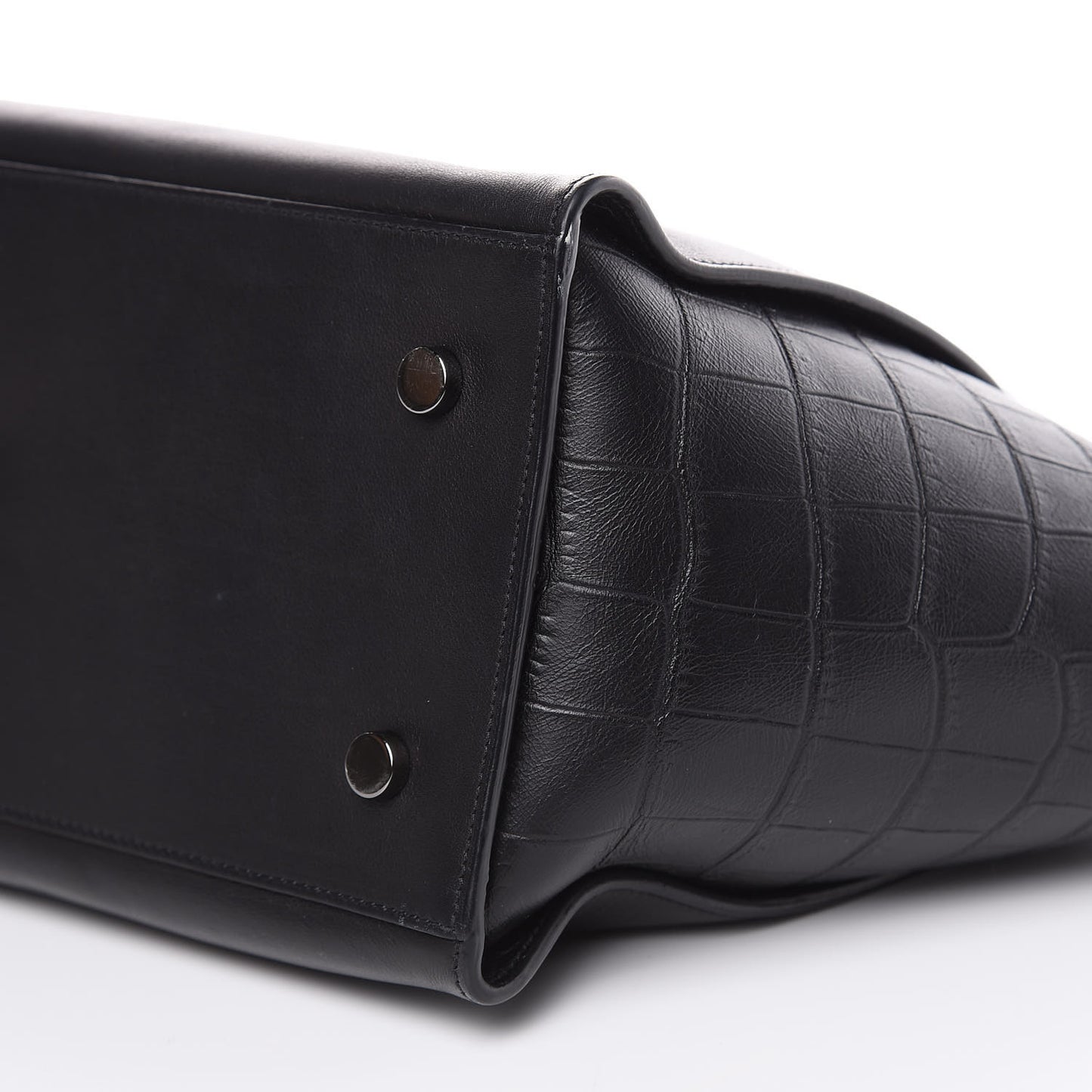 Smooth Calfskin Crocodile Embossed Small Monogram Downtown Cabas Black