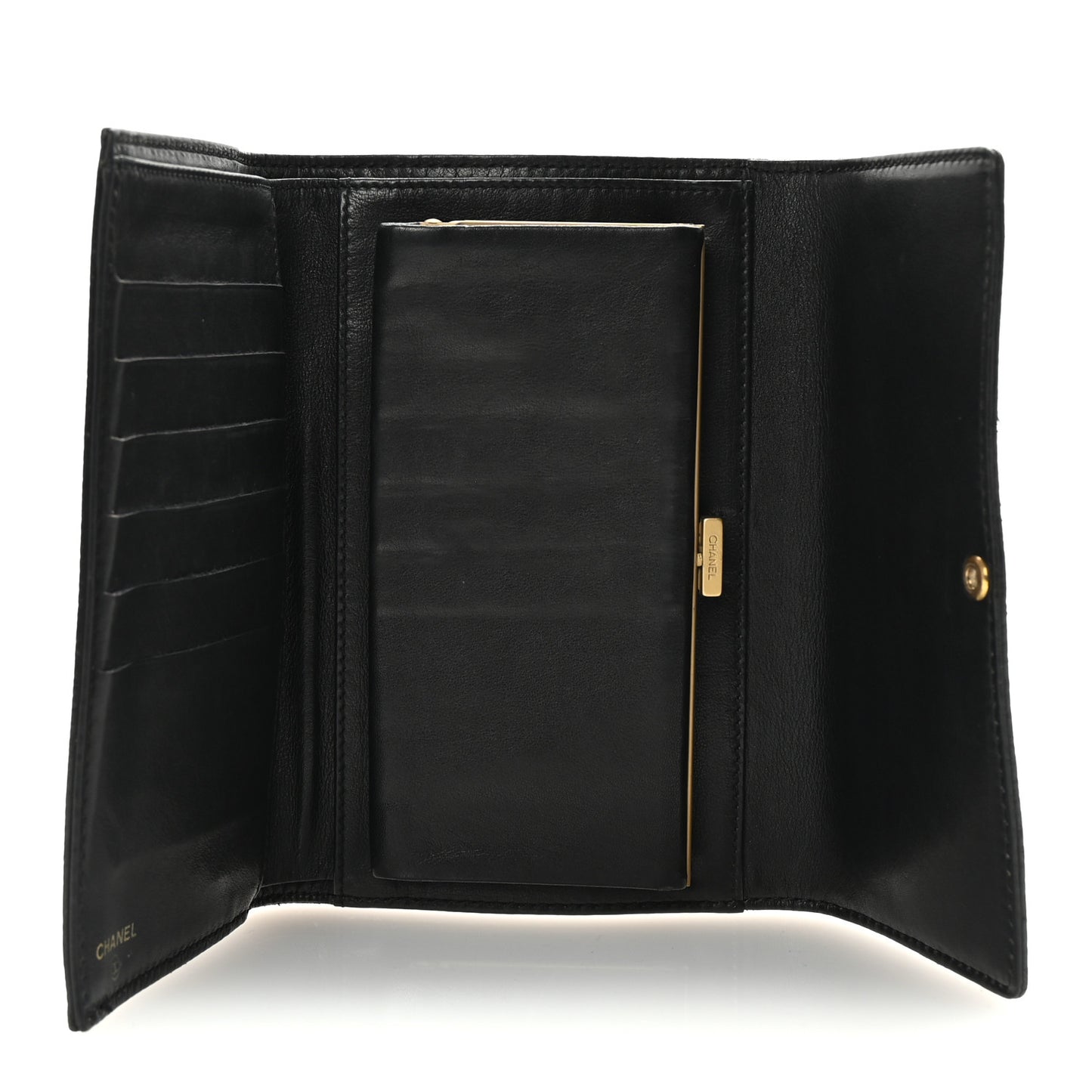 Grained Calfskin CC Flap Wallet Black