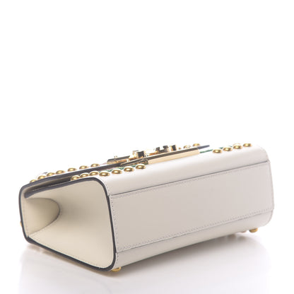 Gucci Calfskin Floral Embroidered Small Padlock Shoulder Bag White 4 of 12