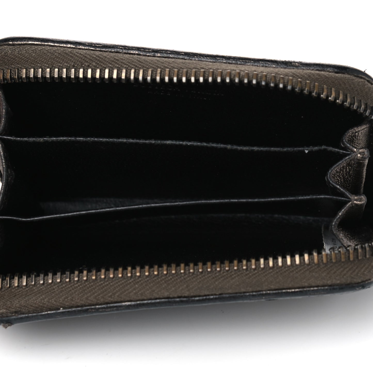Metallic Grosgrain Intrecciato Zip Around Wallet Dark Silver