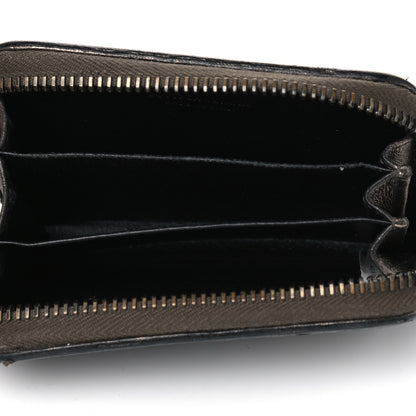 Bottega Veneta Metallic Grosgrain Intrecciato Zip Around Wallet Dark Silver 4 of 8