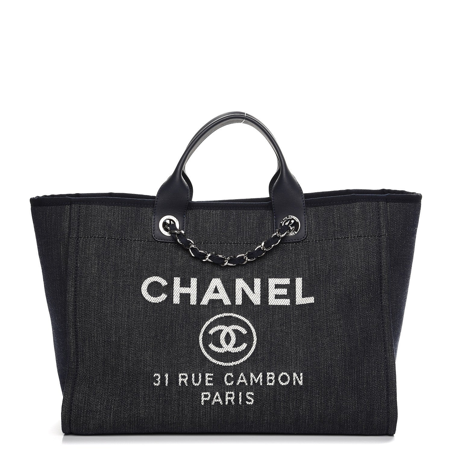 Chanel Canvas Large Deauville Tote Dark Blue 1 of 8