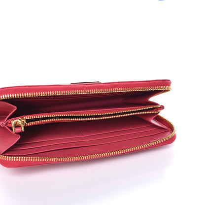 Prada Saffiano Triangle Zip Around Wallet Peonia 5 of 9