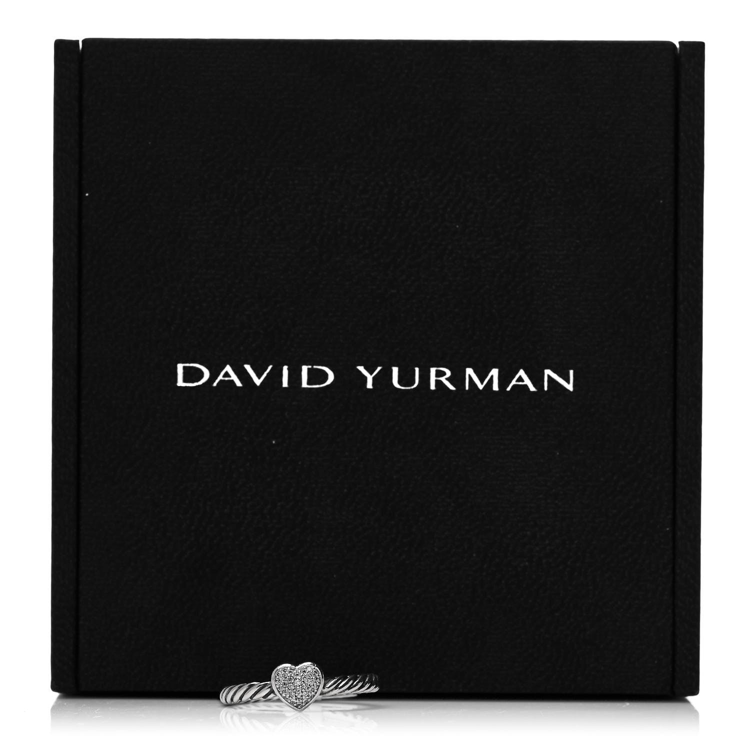 David Yurman Sterling Silver Diamond Cable Classics Heart Ring 50 5.5 5 of 5