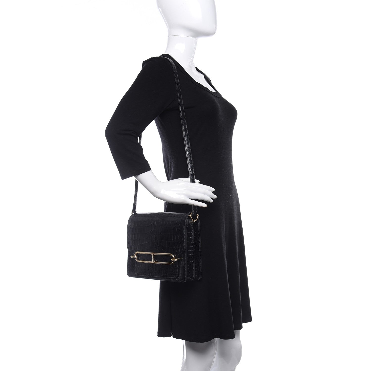 Hermes Shiny Niloticus Crocodile Sac Roulis 23 Bleu Marine 2 of 9