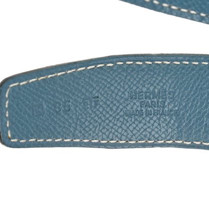 Hermes Swift Epsom Strie 32mm H Belt 85 White Blue Jean 5 of 8