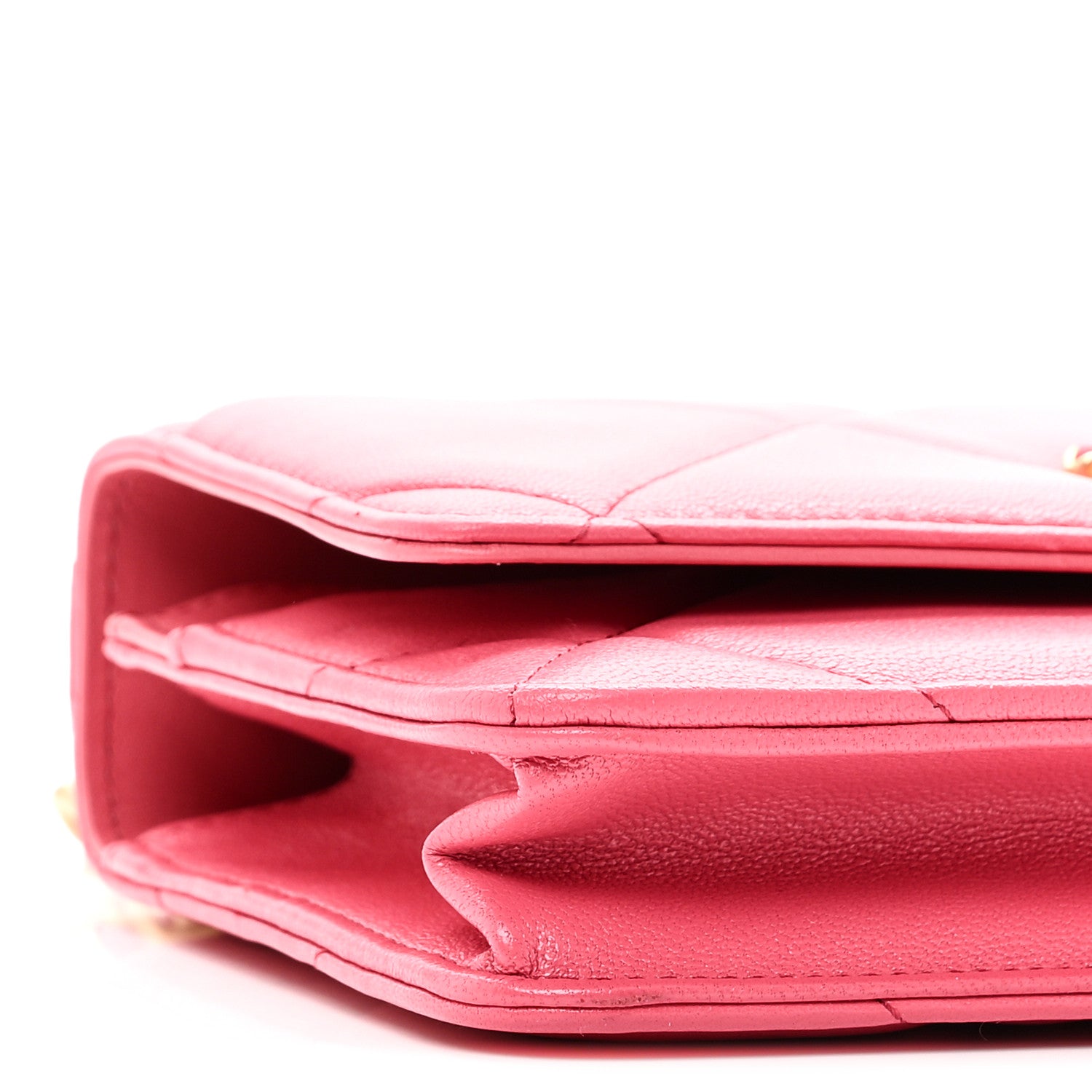Chanel Shiny Goatskin Quilted Chanel 19 Wallet On Chain WOC Dark Pink 10 of 11