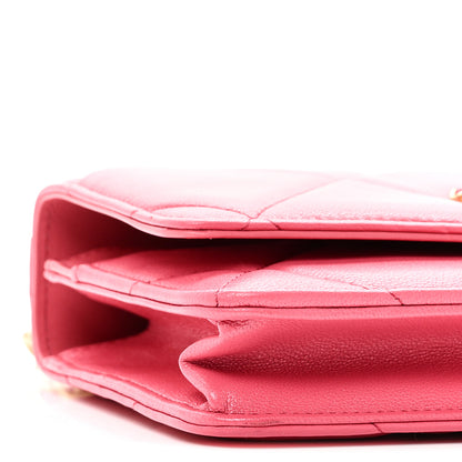 Chanel Shiny Goatskin Quilted Chanel 19 Wallet On Chain WOC Dark Pink 10 of 11