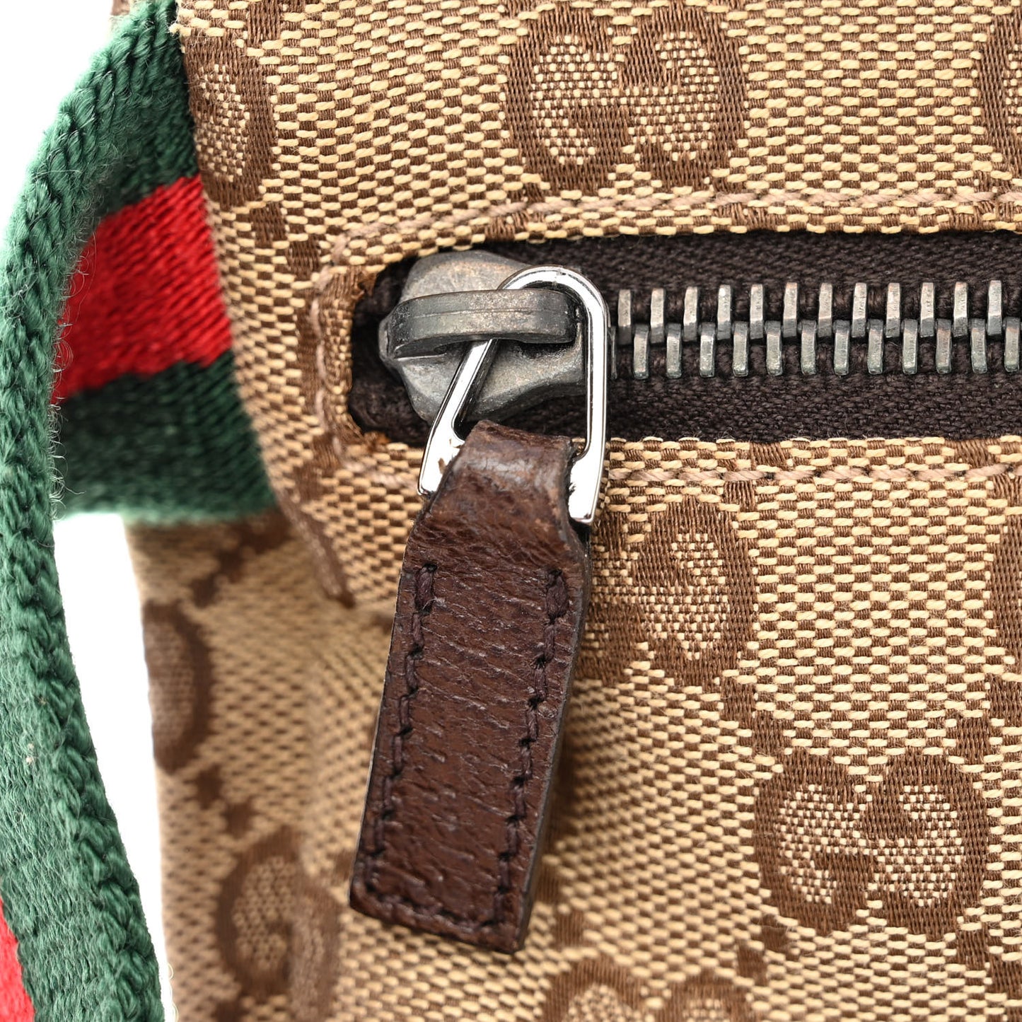 GG Monogram Web Double Pocket Belt Bag Dark Brown