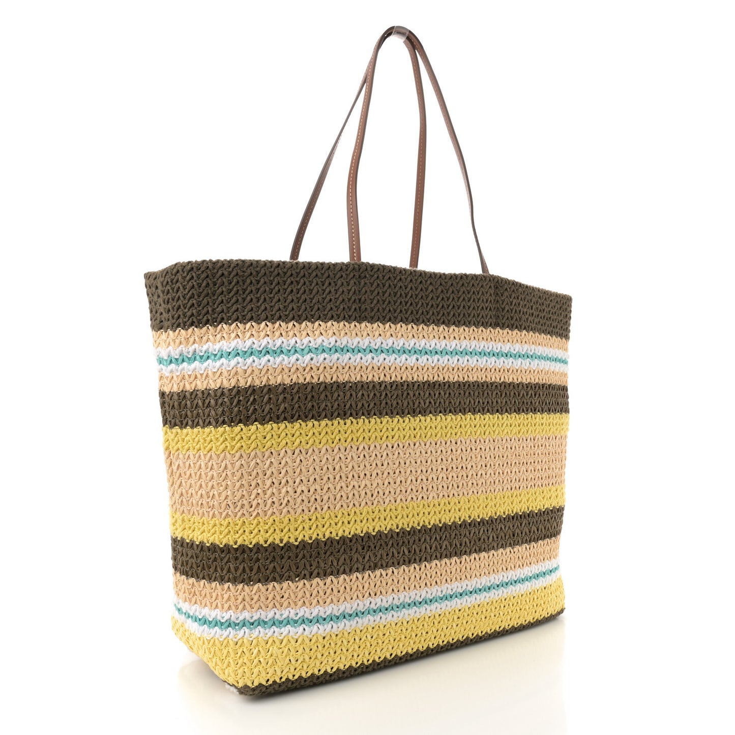 Raffia Crochet Stripe Tote Bag Tundra Limone