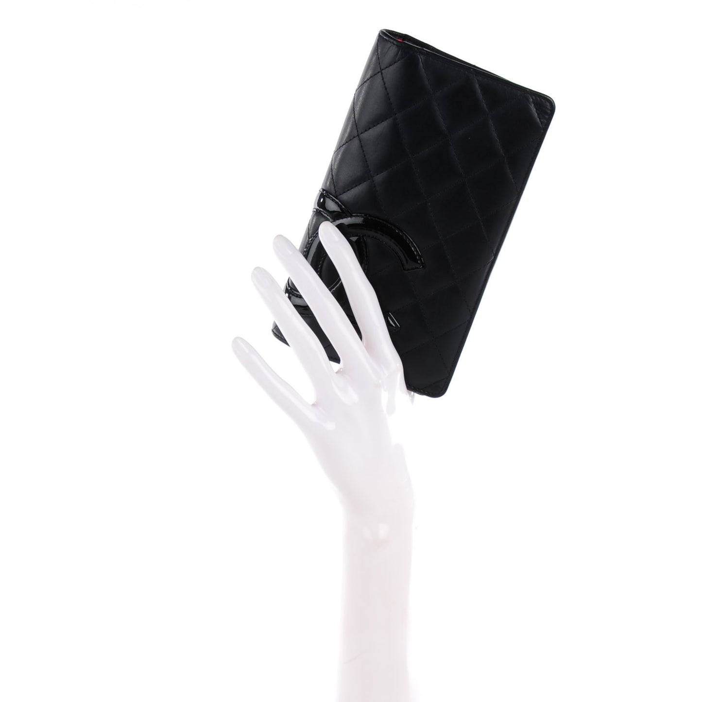 Calfskin Quilted Cambon Yen Wallet Black