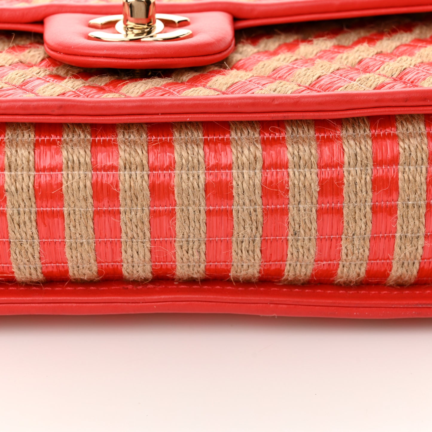 Raffia Jute Striped Medium Urban Jungle Single Flap Red