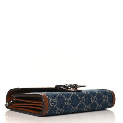 Gucci New Denim GG Monogram Dollar Calfskin Enamel Mini Dionysus Chain Wallet Blue Tea Cuir Epilog Electric Blue 3 of 9
