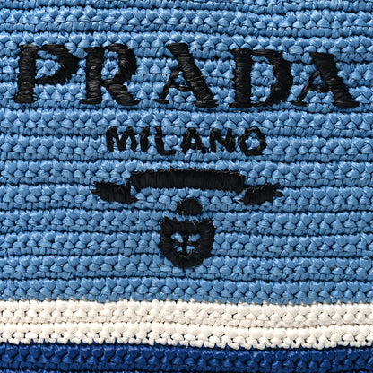 Prada Yarn Raffia Effect Crochet Small Logo Tote Celeste Blue 7 of 10