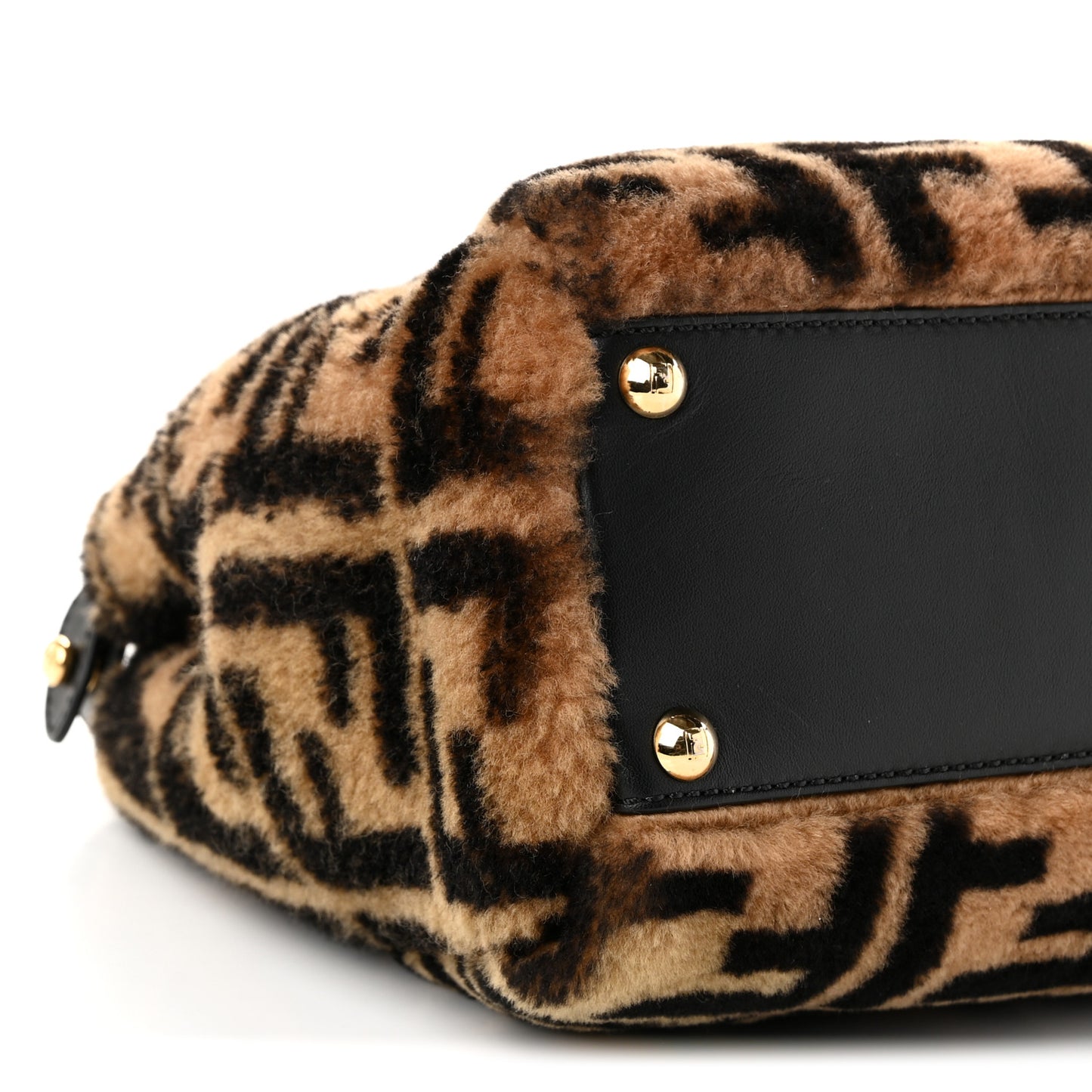 Shearling Vitello Vernice Mou Pequin Striped Medium Peekaboo Iconic Satchel Tobacco Black