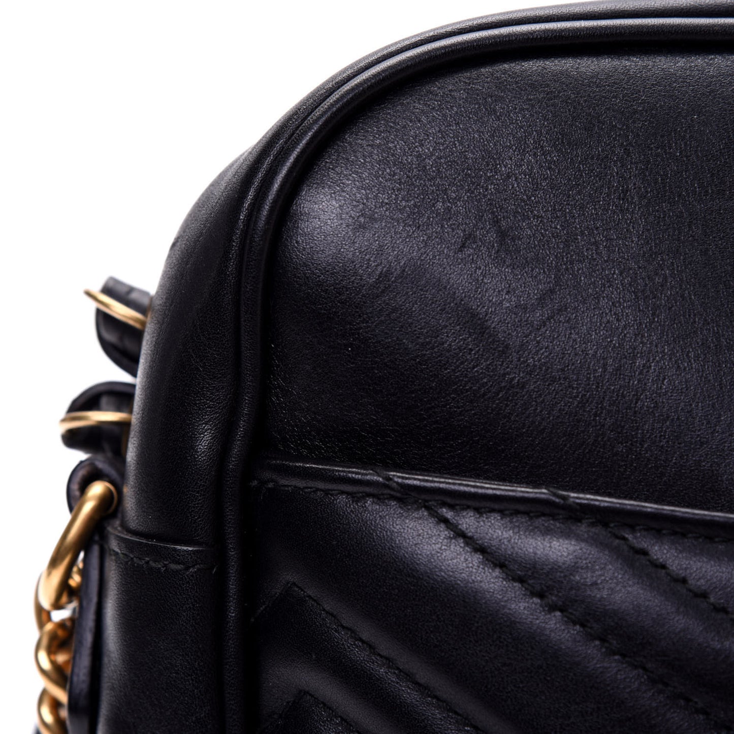 Calfskin Matelasse Medium GG Marmont Chain Shoulder Bag Black