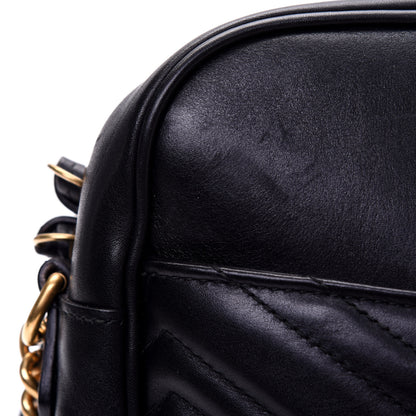 Gucci Calfskin Matelasse Medium GG Marmont Chain Shoulder Bag Black 14 of 17
