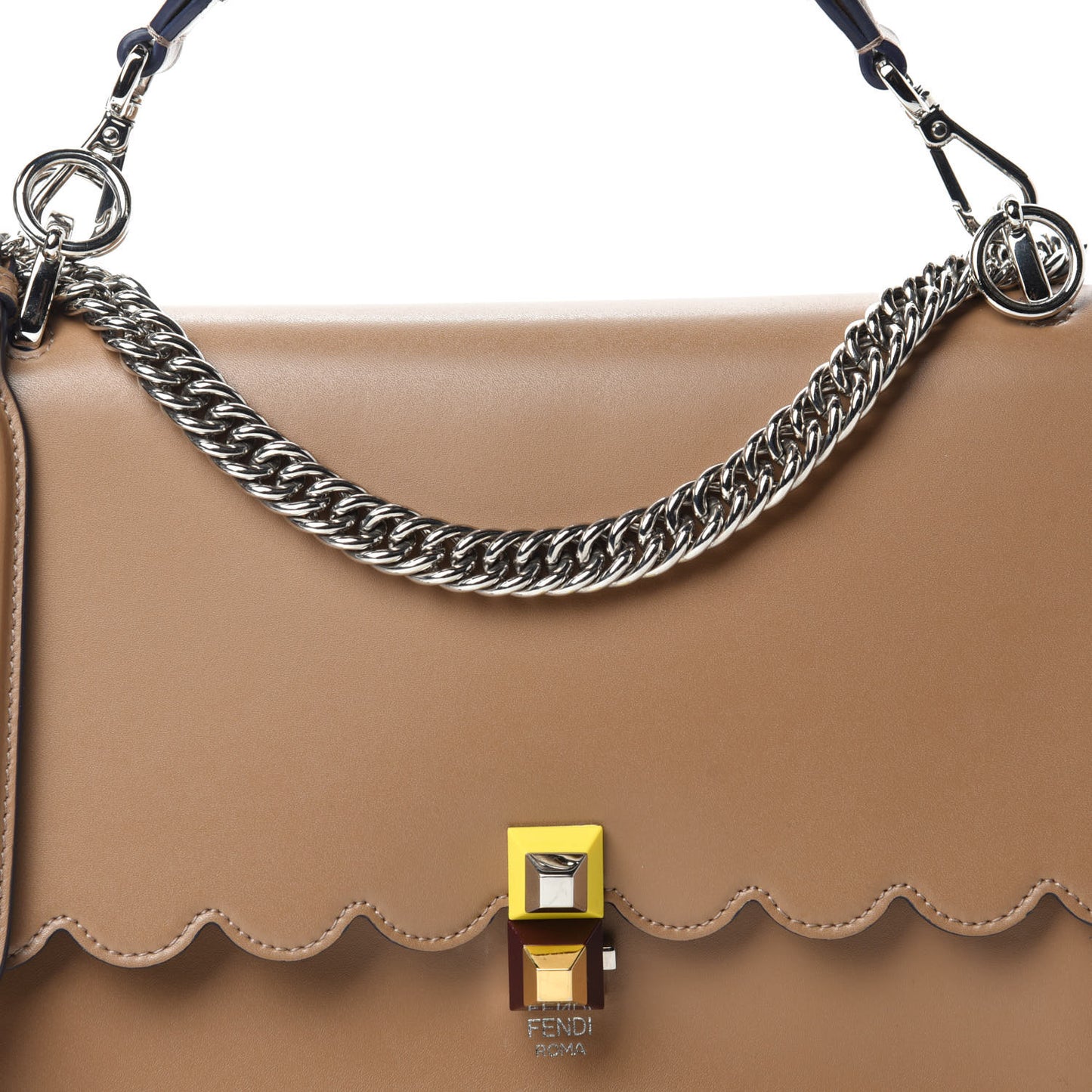 Vitello Liberty Scalloped Studded Kan I Shoulder Bag Sand