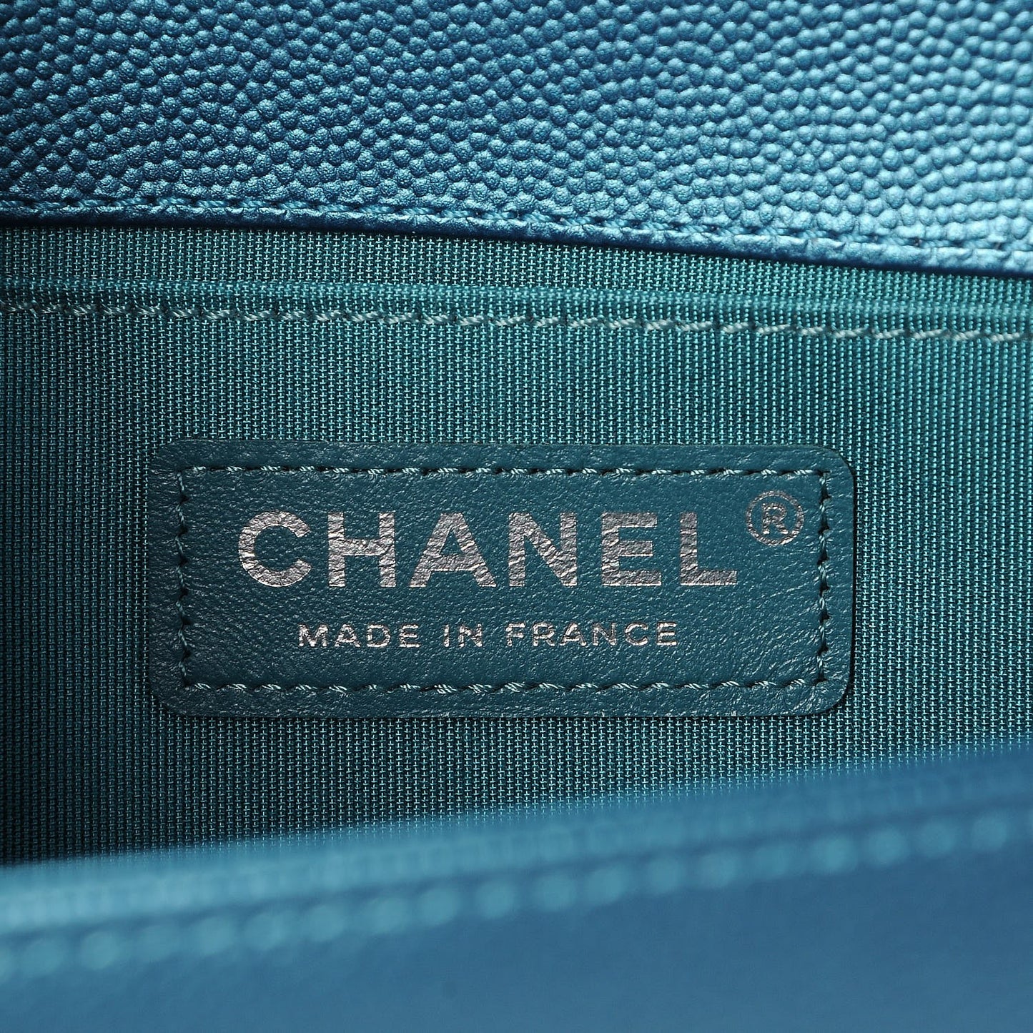 Metallic Caviar Quilted Medium Boy Flap Turquoise