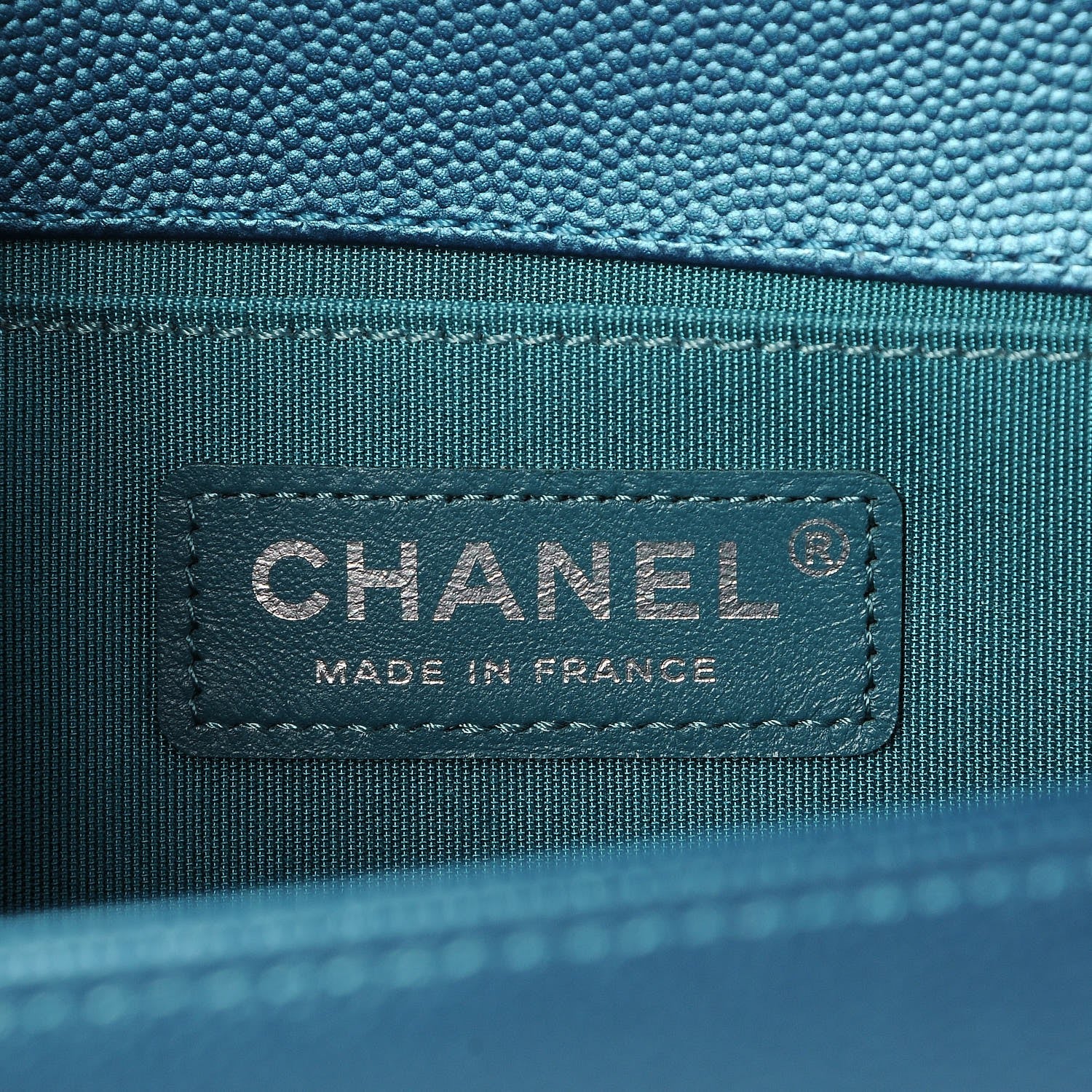 Chanel Metallic Caviar Quilted Medium Boy Flap Turquoise 6 of 8