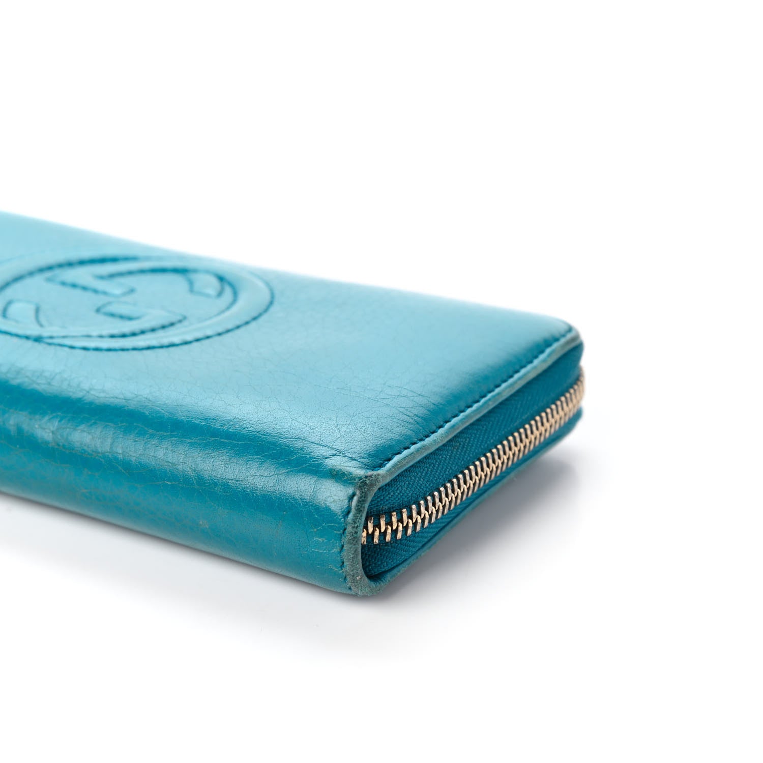 Gucci Pebbled Calfskin Soho Zip Around Wallet Deep Cobalt 7 of 11