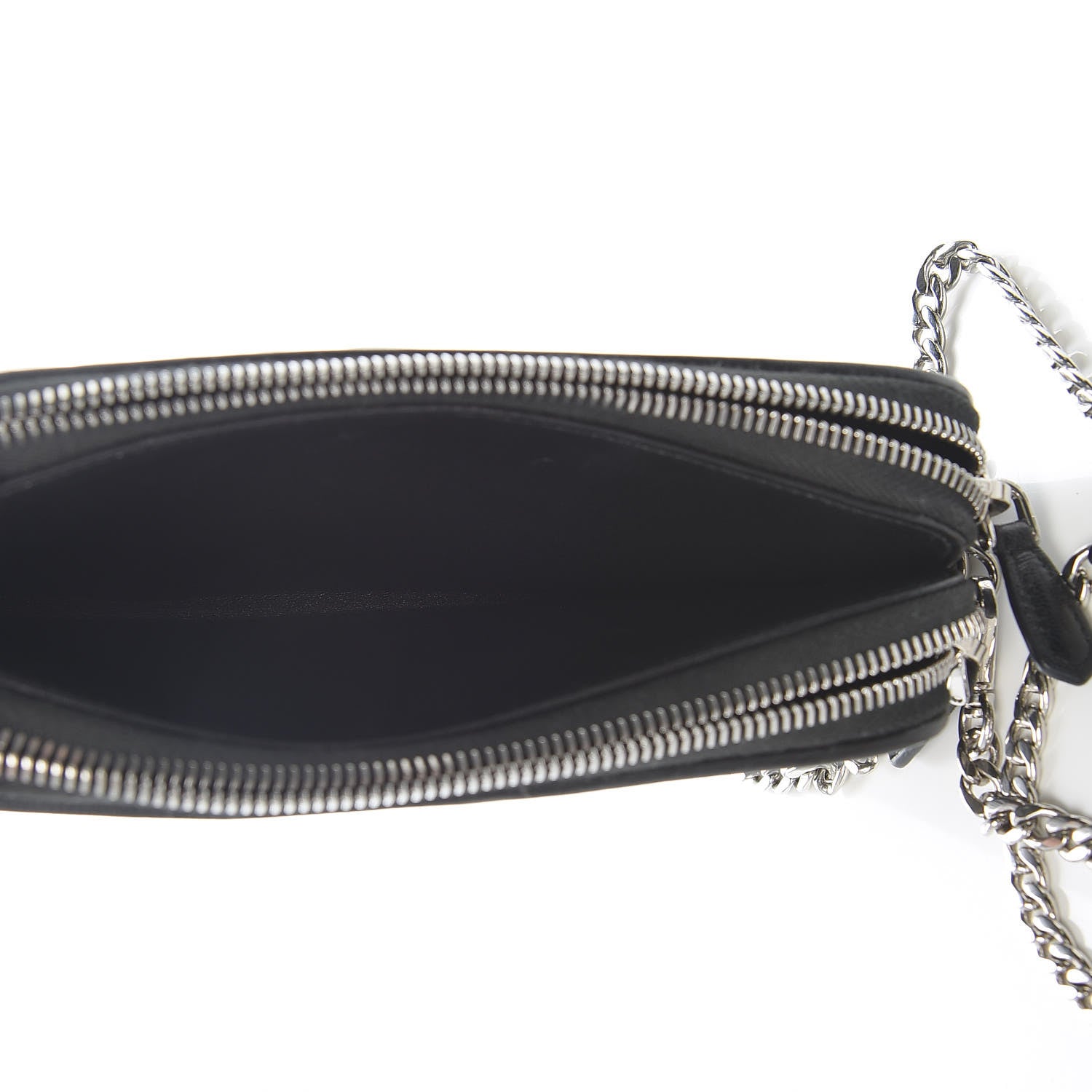 Prada Nappa Impunture Diagramme Mini Double Zip Chain Crossbody Bag Black 5 of 10