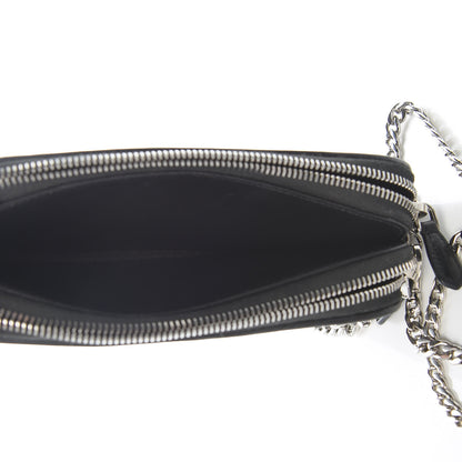 Prada Nappa Impunture Diagramme Mini Double Zip Chain Crossbody Bag Black 5 of 10