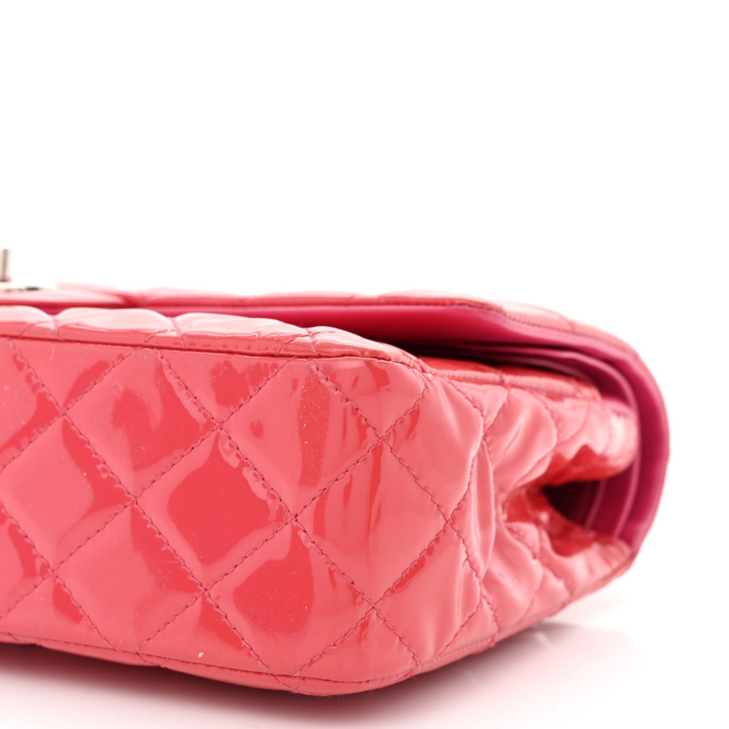 Patent Quilted Medium Double Flap Pink