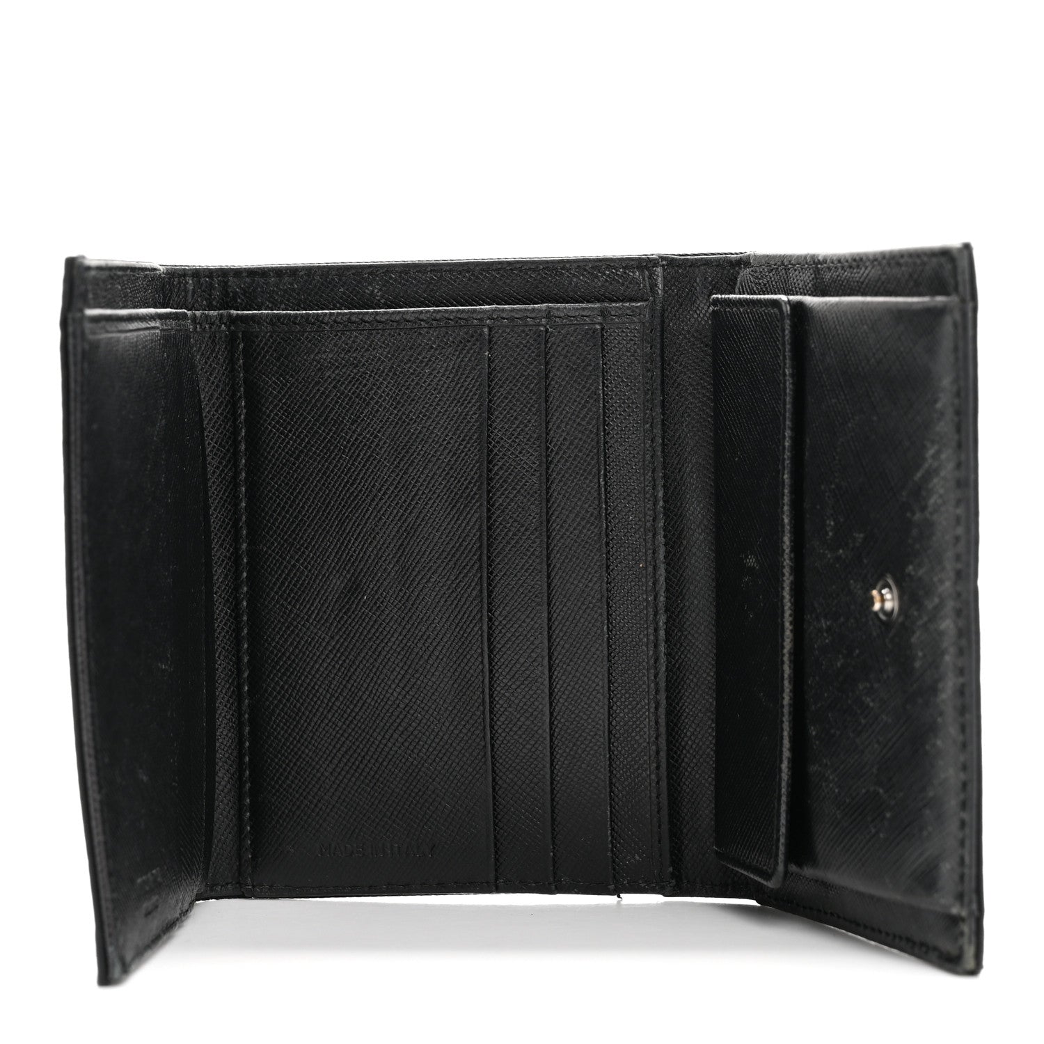 Prada Tessuto Nylon Tri-Fold Compact Wallet Black 1822546